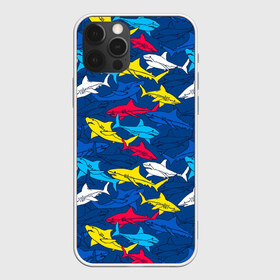 Чехол для iPhone 12 Pro Max с принтом Акулы в Белгороде, Силикон |  | blue | drawin | fashion | fish | illustration | ocean | predator | red | sea | sharks | style | water | yellow | youth | акулы | вода | графика | жёлтый | иллюстрация | картинка | красный | мода | молодежная | море | океан | рисунок | рыба | син