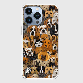 Чехол для iPhone 13 Pro с принтом Собаки в Белгороде,  |  | бульдог | вельшкорги | весёлые | гончая | графика | далматинец | добрые | домашние | животные | иллюстрация | картинка | кинолог | коллаж | колли | лайка | мастиф | мода | молодежная | п | пемброк
