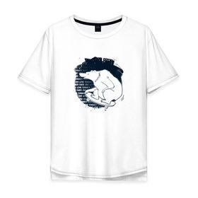 Мужская футболка хлопок Oversize с принтом Медведь скейтбордист в Белгороде, 100% хлопок | свободный крой, круглый ворот, “спинка” длиннее передней части | Тематика изображения на принте: 