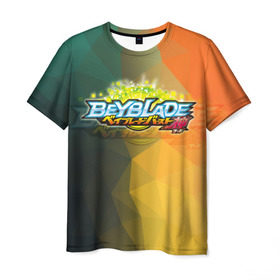 Мужская футболка 3D с принтом beyblade логотип в Белгороде, 100% полиэфир | прямой крой, круглый вырез горловины, длина до линии бедер | beyblade | beyblade burst | tomy beyblade | бейблэйд бердс | бейблэйд берст
