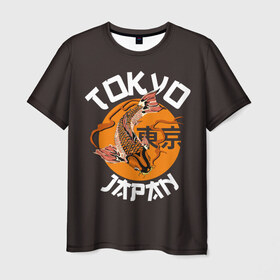 Мужская футболка 3D с принтом Токио в Белгороде, 100% полиэфир | прямой крой, круглый вырез горловины, длина до линии бедер | Тематика изображения на принте: carp | city | country | fashio | fish | gold | great | hieroglyphs | japan | koi | sun | symbol | tokyo | акварель | большое | город | графика | золотая | иероглифы | иллюстрация | карп | картинка | кои | мода | рисунок | рыбка | символ | солнце
