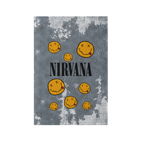 Обложка для паспорта матовая кожа с принтом NIRVANA в Белгороде, натуральная матовая кожа | размер 19,3 х 13,7 см; прозрачные пластиковые крепления | nirvana | альтернативный рок | гранж | группа | курт кобейн | логотип нирвана | музыка | нирвана | песни | рок