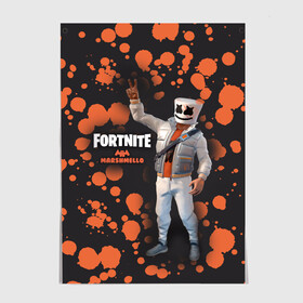 Постер с принтом Fortnite Marshmello в Белгороде, 100% бумага
 | бумага, плотность 150 мг. Матовая, но за счет высокого коэффициента гладкости имеет небольшой блеск и дает на свету блики, но в отличии от глянцевой бумаги не покрыта лаком | fortnite | marshmallow | save | the | world | битва | борьба | зомби | королевская | маршмэллоу | стратегия | фортнайт