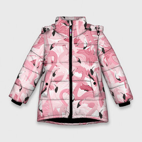 Зимняя куртка для девочек 3D с принтом Фламинго в Белгороде, ткань верха — 100% полиэстер; подклад — 100% полиэстер, утеплитель — 100% полиэстер. | длина ниже бедра, удлиненная спинка, воротник стойка и отстегивающийся капюшон. Есть боковые карманы с листочкой на кнопках, утяжки по низу изделия и внутренний карман на молнии. 

Предусмотрены светоотражающий принт на спинке, радужный светоотражающий элемент на пуллере молнии и на резинке для утяжки. | birds | drawing | fashion | feathers | flamingo | graphics | illustration | picture | pink | stand | style | wings | youth | графика | иллюстрация | картинка | клюв | красивые | крылья | мода | молодежная | перья | птицы | рисунок | розовый | стиль | стоя