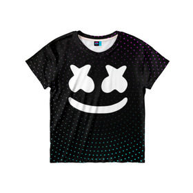 Детская футболка 3D с принтом MARSHMELLO Black в Белгороде, 100% гипоаллергенный полиэфир | прямой крой, круглый вырез горловины, длина до линии бедер, чуть спущенное плечо, ткань немного тянется | black | marsh | marshmallow | marshmello | marshmelo | mello | music | smile | диджей | лого | маршмеллов | маршмеллоу | маршмеллу | маршмело | маршмелов | маршмелоу | музыка | музыкант | трэп | улыбка | хаус