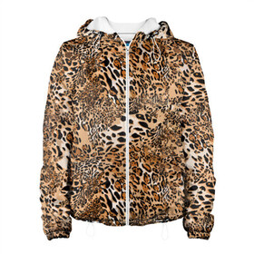 Женская куртка 3D с принтом Леопард в Белгороде, ткань верха — 100% полиэстер, подклад — флис | прямой крой, подол и капюшон оформлены резинкой с фиксаторами, два кармана без застежек по бокам, один большой потайной карман на груди. Карман на груди застегивается на липучку | camouflage | cat | disguise | fashion | illustration | jungle | leopard | predator | skin | spots | style | wild | youth | графика | джунгли | дикий | иллюстрация | камуфляж | картинка | кошка | леопард | маскировка | мода | молодежная | пятна | рисунок |