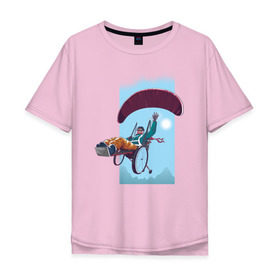Мужская футболка хлопок Oversize с принтом Параплан в Белгороде, 100% хлопок | свободный крой, круглый ворот, “спинка” длиннее передней части | для инвалидов | инвалид | коляска | параплан | парашют | полет