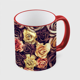 Кружка 3D с принтом Шоколадные розы в Белгороде, керамика | ёмкость 330 мл | Тематика изображения на принте: бабушке | девочке | девушке | дочке | желтые цветы | женщине | маме | подруге | природа | розовые цветы | розы | сестре | теще | тюльпаны | цветы