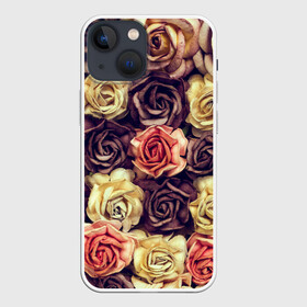 Чехол для iPhone 13 mini с принтом Шоколадные розы в Белгороде,  |  | Тематика изображения на принте: бабушке | девочке | девушке | дочке | желтые цветы | женщине | маме | подруге | природа | розовые цветы | розы | сестре | теще | тюльпаны | цветы