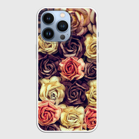 Чехол для iPhone 13 Pro с принтом Шоколадные розы в Белгороде,  |  | Тематика изображения на принте: бабушке | девочке | девушке | дочке | желтые цветы | женщине | маме | подруге | природа | розовые цветы | розы | сестре | теще | тюльпаны | цветы