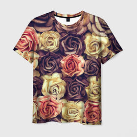 Мужская футболка 3D с принтом Шоколадные розы в Белгороде, 100% полиэфир | прямой крой, круглый вырез горловины, длина до линии бедер | бабушке | девочке | девушке | дочке | желтые цветы | женщине | маме | подруге | природа | розовые цветы | розы | сестре | теще | тюльпаны | цветы