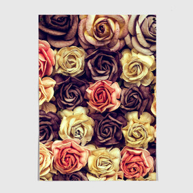 Постер с принтом Шоколадные розы в Белгороде, 100% бумага
 | бумага, плотность 150 мг. Матовая, но за счет высокого коэффициента гладкости имеет небольшой блеск и дает на свету блики, но в отличии от глянцевой бумаги не покрыта лаком | бабушке | девочке | девушке | дочке | желтые цветы | женщине | маме | подруге | природа | розовые цветы | розы | сестре | теще | тюльпаны | цветы