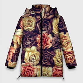 Женская зимняя куртка 3D с принтом Шоколадные розы в Белгороде, верх — 100% полиэстер; подкладка — 100% полиэстер; утеплитель — 100% полиэстер | длина ниже бедра, силуэт Оверсайз. Есть воротник-стойка, отстегивающийся капюшон и ветрозащитная планка. 

Боковые карманы с листочкой на кнопках и внутренний карман на молнии | бабушке | девочке | девушке | дочке | желтые цветы | женщине | маме | подруге | природа | розовые цветы | розы | сестре | теще | тюльпаны | цветы