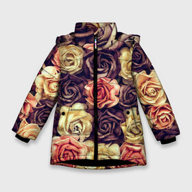 Зимняя куртка для девочек 3D с принтом Шоколадные розы в Белгороде, ткань верха — 100% полиэстер; подклад — 100% полиэстер, утеплитель — 100% полиэстер. | длина ниже бедра, удлиненная спинка, воротник стойка и отстегивающийся капюшон. Есть боковые карманы с листочкой на кнопках, утяжки по низу изделия и внутренний карман на молнии. 

Предусмотрены светоотражающий принт на спинке, радужный светоотражающий элемент на пуллере молнии и на резинке для утяжки. | бабушке | девочке | девушке | дочке | желтые цветы | женщине | маме | подруге | природа | розовые цветы | розы | сестре | теще | тюльпаны | цветы