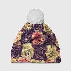 Шапка 3D c помпоном с принтом Шоколадные розы в Белгороде, 100% полиэстер | универсальный размер, печать по всей поверхности изделия | бабушке | девочке | девушке | дочке | желтые цветы | женщине | маме | подруге | природа | розовые цветы | розы | сестре | теще | тюльпаны | цветы