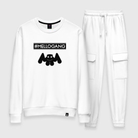 Женский костюм хлопок с принтом MELLOGANG (MARSHMELLO) в Белгороде, 100% хлопок | на свитшоте круглая горловина, мягкая резинка по низу. Брюки заужены к низу, на них два вида карманов: два 