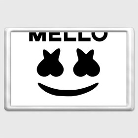 Магнит 45*70 с принтом KEEP IT MELLO (Marshmello) в Белгороде, Пластик | Размер: 78*52 мм; Размер печати: 70*45 | christopher comstock | dj | keep it mello | marshmello | mello | music | диджей | клубная музыка | клубняк | крис комсток | логотип | маршмеллоу | музыка