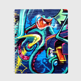 Тетрадь с принтом STREET FASHION в Белгороде, 100% бумага | 48 листов, плотность листов — 60 г/м2, плотность картонной обложки — 250 г/м2. Листы скреплены сбоку удобной пружинной спиралью. Уголки страниц и обложки скругленные. Цвет линий — светло-серый
 | grafity | paint | street art | urban | город | граффити | искусство | кирпичи | краски | рисунки | стена | улицы | уличное искусство