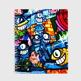 Тетрадь с принтом GRAFFITI EXCLUSIVE в Белгороде, 100% бумага | 48 листов, плотность листов — 60 г/м2, плотность картонной обложки — 250 г/м2. Листы скреплены сбоку удобной пружинной спиралью. Уголки страниц и обложки скругленные. Цвет линий — светло-серый
 | grafity | paint | street art | urban | город | граффити | искусство | кирпичи | краски | рисунки | стена | улицы | уличное искусство