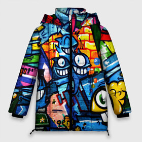 Женская зимняя куртка 3D с принтом GRAFFITI EXCLUSIVE в Белгороде, верх — 100% полиэстер; подкладка — 100% полиэстер; утеплитель — 100% полиэстер | длина ниже бедра, силуэт Оверсайз. Есть воротник-стойка, отстегивающийся капюшон и ветрозащитная планка. 

Боковые карманы с листочкой на кнопках и внутренний карман на молнии | Тематика изображения на принте: grafity | paint | street art | urban | город | граффити | искусство | кирпичи | краски | рисунки | стена | улицы | уличное искусство