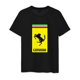 Мужская футболка хлопок с принтом Corleone Ferrari в Белгороде, 100% хлопок | прямой крой, круглый вырез горловины, длина до линии бедер, слегка спущенное плечо. | 