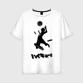 Женская футболка хлопок Oversize с принтом Haikyuu!! Shouyou Hinata в Белгороде, 100% хлопок | свободный крой, круглый ворот, спущенный рукав, длина до линии бедер
 | Тематика изображения на принте: haikyuu | shouyou hinata | волейбол | волейбол аниме | шоё хината