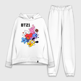 Женский костюм хлопок Oversize с принтом BT21 Mascots в Белгороде,  |  | bangtan boys | bt21mascots | bts | chimmy | cooky | koya | mang | rj | shooky | tata | van