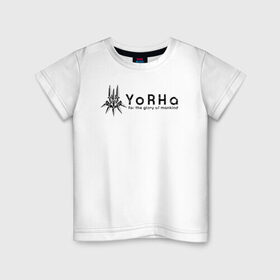 Детская футболка хлопок с принтом YoRHa Logo в Белгороде, 100% хлопок | круглый вырез горловины, полуприлегающий силуэт, длина до линии бедер | nier automata | nier automata logo | yorha