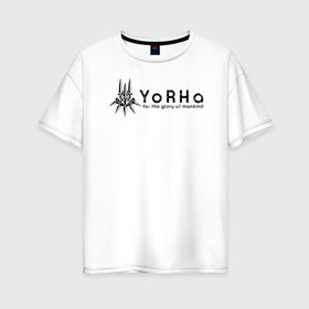 Женская футболка хлопок Oversize с принтом YoRHa Logo в Белгороде, 100% хлопок | свободный крой, круглый ворот, спущенный рукав, длина до линии бедер
 | nier automata | nier automata logo | yorha