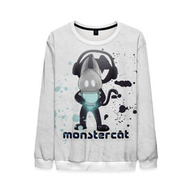 Мужской свитшот 3D с принтом Monstercat в Белгороде, 100% полиэстер с мягким внутренним слоем | круглый вырез горловины, мягкая резинка на манжетах и поясе, свободная посадка по фигуре | monstercat | клуб | клубная музыка | кот | котенок | кошка | лейбл | монстар | монстар кет | монстер | музыка | танцевальная музыка | электронная | электронная музыка
