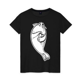 Женская футболка хлопок с принтом Нерпа Нина с Байкалом в Белгороде, 100% хлопок | прямой крой, круглый вырез горловины, длина до линии бедер, слегка спущенное плечо | baikal | irkutsk | байкал | иркутск | нерпа