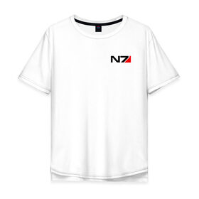 Мужская футболка хлопок Oversize с принтом MASS EFFECT N7 в Белгороде, 100% хлопок | свободный крой, круглый ворот, “спинка” длиннее передней части | n7 | броня | костюм | масс эффект | н7 | стальная броня | шепард