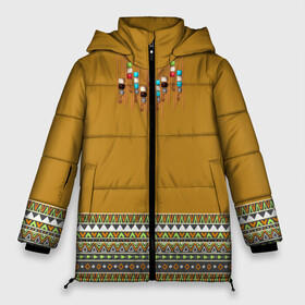 Женская зимняя куртка 3D с принтом индейское национальное платье в Белгороде, верх — 100% полиэстер; подкладка — 100% полиэстер; утеплитель — 100% полиэстер | длина ниже бедра, силуэт Оверсайз. Есть воротник-стойка, отстегивающийся капюшон и ветрозащитная планка. 

Боковые карманы с листочкой на кнопках и внутренний карман на молнии | Тематика изображения на принте: ethno | indians | native american | ttibal | америка | индейцы | трибал | узор. орнамент | этника