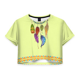 Женская футболка Cropp-top с принтом индейское платье в Белгороде, 100% полиэстер | круглая горловина, длина футболки до линии талии, рукава с отворотами | ethno | indians | native american | ttibal | америка | индейцы | ловец снов | перья | трибал | узор. орнамент | этника