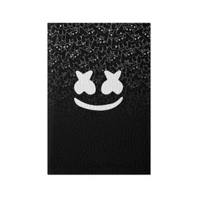 Обложка для паспорта матовая кожа с принтом MARSHMELLO BLACK в Белгороде, натуральная матовая кожа | размер 19,3 х 13,7 см; прозрачные пластиковые крепления | black | dj | marshmello | usa | америка | клубная музыка | маршмелло | музыка | музыкант