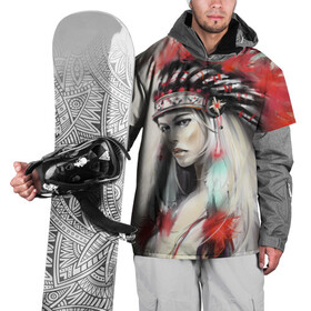 Накидка на куртку 3D с принтом Индейская девушка в Белгороде, 100% полиэстер |  | Тематика изображения на принте: африка | индейцы | куп | перо | перья | этно