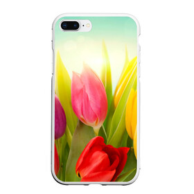Чехол для iPhone 7Plus/8 Plus матовый с принтом Тюльпаны в Белгороде, Силикон | Область печати: задняя сторона чехла, без боковых панелей | бабушке | девочке | девушке | дочке | желтые цветы | женщине | маме | подруге | природа | розовые цветы | розы | сестре | теще | тюльпаны | цветы