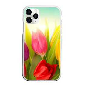 Чехол для iPhone 11 Pro матовый с принтом Тюльпаны в Белгороде, Силикон |  | бабушке | девочке | девушке | дочке | желтые цветы | женщине | маме | подруге | природа | розовые цветы | розы | сестре | теще | тюльпаны | цветы