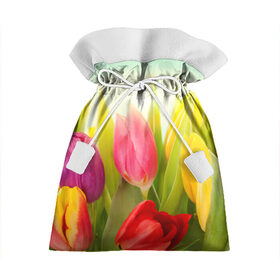 Подарочный 3D мешок с принтом Тюльпаны в Белгороде, 100% полиэстер | Размер: 29*39 см | бабушке | девочке | девушке | дочке | желтые цветы | женщине | маме | подруге | природа | розовые цветы | розы | сестре | теще | тюльпаны | цветы