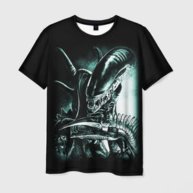Мужская футболка 3D с принтом Чужой в Белгороде, 100% полиэфир | прямой крой, круглый вырез горловины, длина до линии бедер | alien | aliens | xenomorph | ксеноморф | монстры | ужасы | чужие | чужой