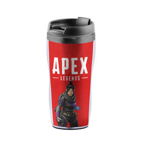 Термокружка-непроливайка с принтом APEX LEGENDS WRAITH в Белгороде, внутренняя часть — пищевой пластик, наружная часть — прозрачный пластик, между ними — полиграфическая вставка с рисунком | объем — 350 мл, герметичная крышка | 