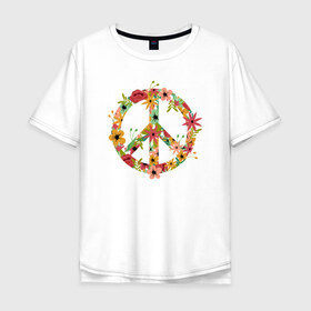 Мужская футболка хлопок Oversize с принтом Peace в Белгороде, 100% хлопок | свободный крой, круглый ворот, “спинка” длиннее передней части | 23 | 8 | peace | вип | дизайн | дружба | любовь | мир | мода | новинка | новый год | пис | подарок | природа | стритвир | топ | тренд | цветы