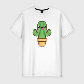 Мужская футболка премиум с принтом Кактус в Белгороде, 92% хлопок, 8% лайкра | приталенный силуэт, круглый вырез ворота, длина до линии бедра, короткий рукав | cactus | кактус