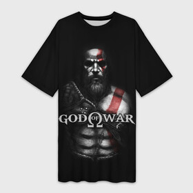 Платье-футболка 3D с принтом God of War в Белгороде,  |  | god of war | арес | афина | бог | бог войны | воин | генерал | гидра | кратос | призрак | спарта | татуировка