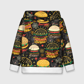 Детская толстовка 3D с принтом Гамбургеры в Белгороде, 100% полиэстер | двухслойный капюшон со шнурком для регулировки, мягкие манжеты на рукавах и по низу толстовки, спереди карман-кенгуру с мягким внутренним слоем | hamburgers | sandwic | булочка | бутерброды | быстрая | гамбургер | гамбургеры | геометрический | графика | еда | зелень | иллюстрация | картинка | кунжут | мода | мясо | надпись | орнамент | рисунок | свежий