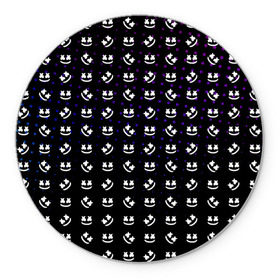 Коврик круглый с принтом MARSHMELLO Black в Белгороде, резина и полиэстер | круглая форма, изображение наносится на всю лицевую часть | black | marsh | marshmallow | marshmello | marshmelo | mello | music | smile | диджей | лого | маршмеллов | маршмеллоу | маршмеллу | маршмело | маршмелов | маршмелоу | музыка | музыкант | трэп | улыбка | хаус