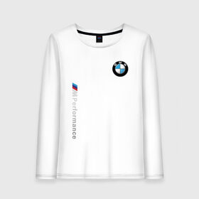 Женский лонгслив хлопок с принтом BMW M PREFORMANCE в Белгороде, 100% хлопок |  | auto | bmw | bmw performance | motorsport | sport | авто | автомобиль | автомобильные | бмв | бренд | марка | машины | моторспорт | спорт