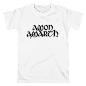Мужская футболка хлопок с принтом Amon Amarth в Белгороде, 100% хлопок | прямой крой, круглый вырез горловины, длина до линии бедер, слегка спущенное плечо. | Тематика изображения на принте: amon amarth | melodic death