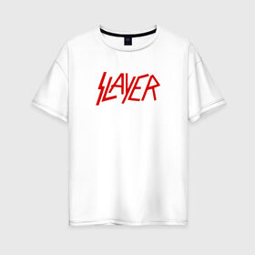 Женская футболка хлопок Oversize с принтом Slayer в Белгороде, 100% хлопок | свободный крой, круглый ворот, спущенный рукав, длина до линии бедер
 | slayer | thrash