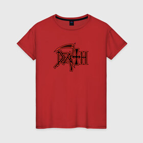 Женская футболка хлопок с принтом Death в Белгороде, 100% хлопок | прямой крой, круглый вырез горловины, длина до линии бедер, слегка спущенное плечо | death | progressive death | progressive thrash